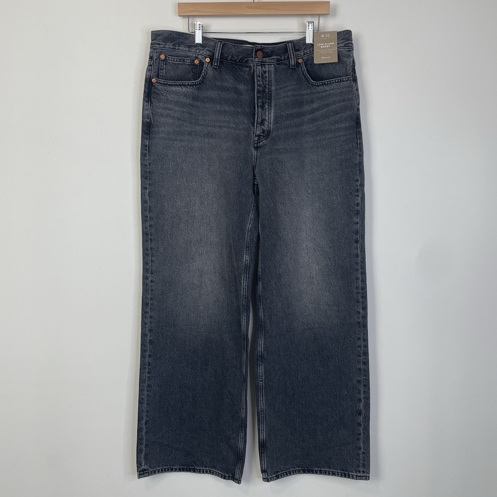 Madewell Low-Slung‎ Baggy Jeans Kingswood Wash Size 31 NS357 Rigid Gray Black
